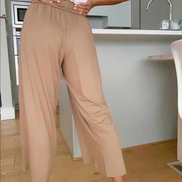 Petite culotte pants with shirred waist in sand - Picture 2 of 4